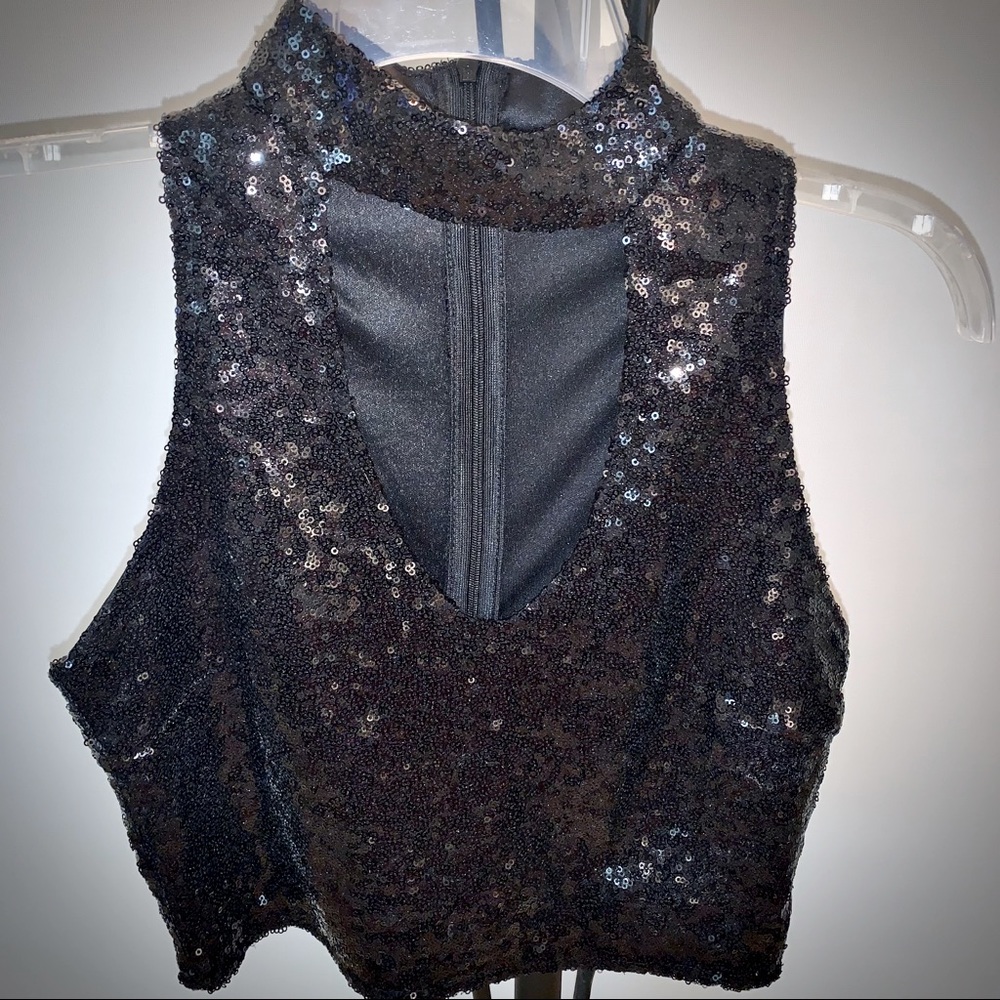 EUC Fashion Nova Sequin Crop Top - Size M